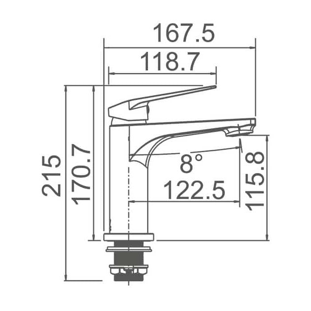 EXON Basin Mixer (WT 1101A) dimensions