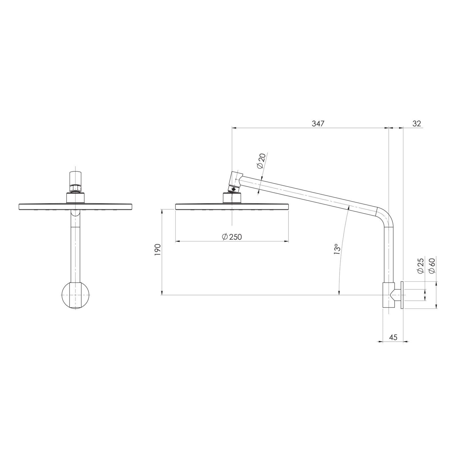 Phoenix Ormond High-Rise Shower Arm and Rose