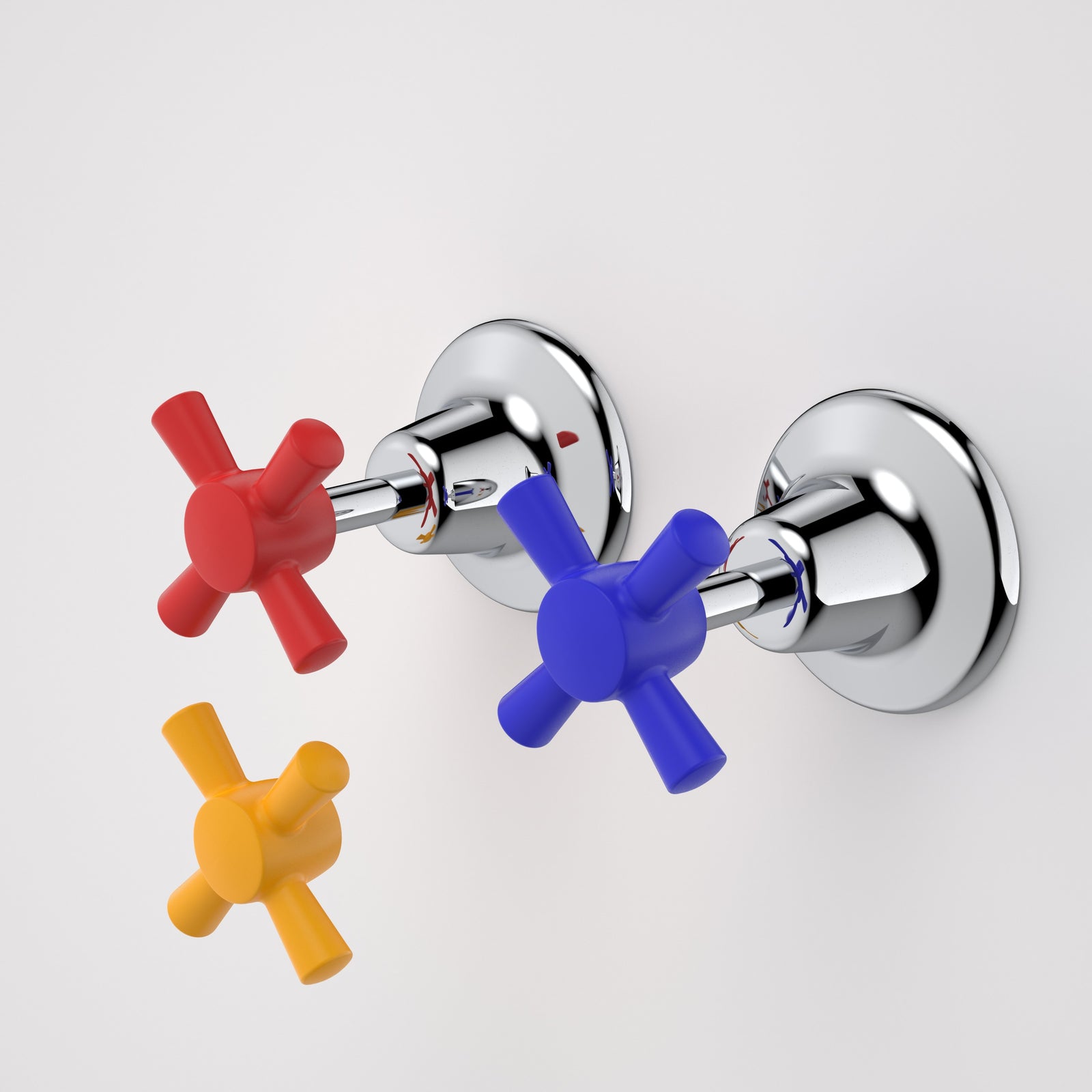 Caroma Caravelle Cross Wall Tap Set with Coloured Handles - Lead Free