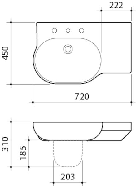 Caroma Opal® 720 RHS Wall Basin 0TH