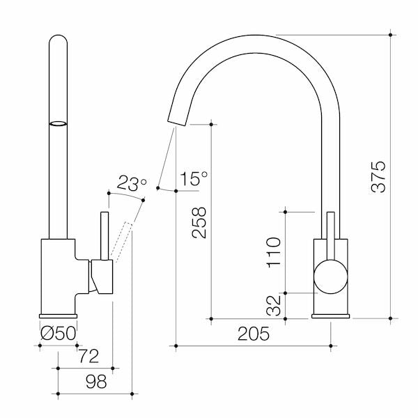 Stylus Blaze Pin Sink Mixer - Lead Free