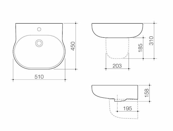 Caroma Opal® 510 Wall Basin 0TH