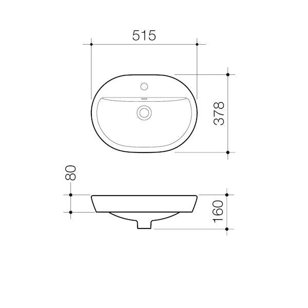 Caroma Track Inset Basin 1TH