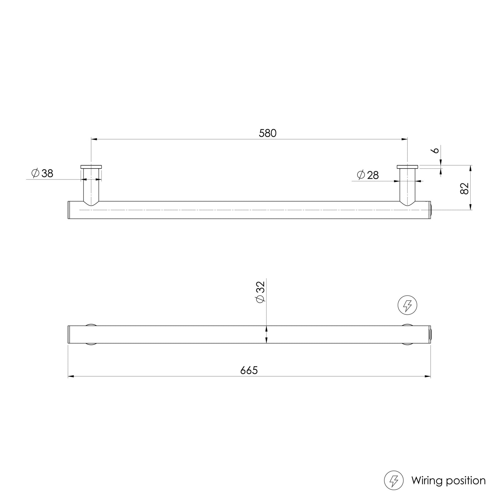 Phoenix Phoenix Heated Towel Rail Round 600mm