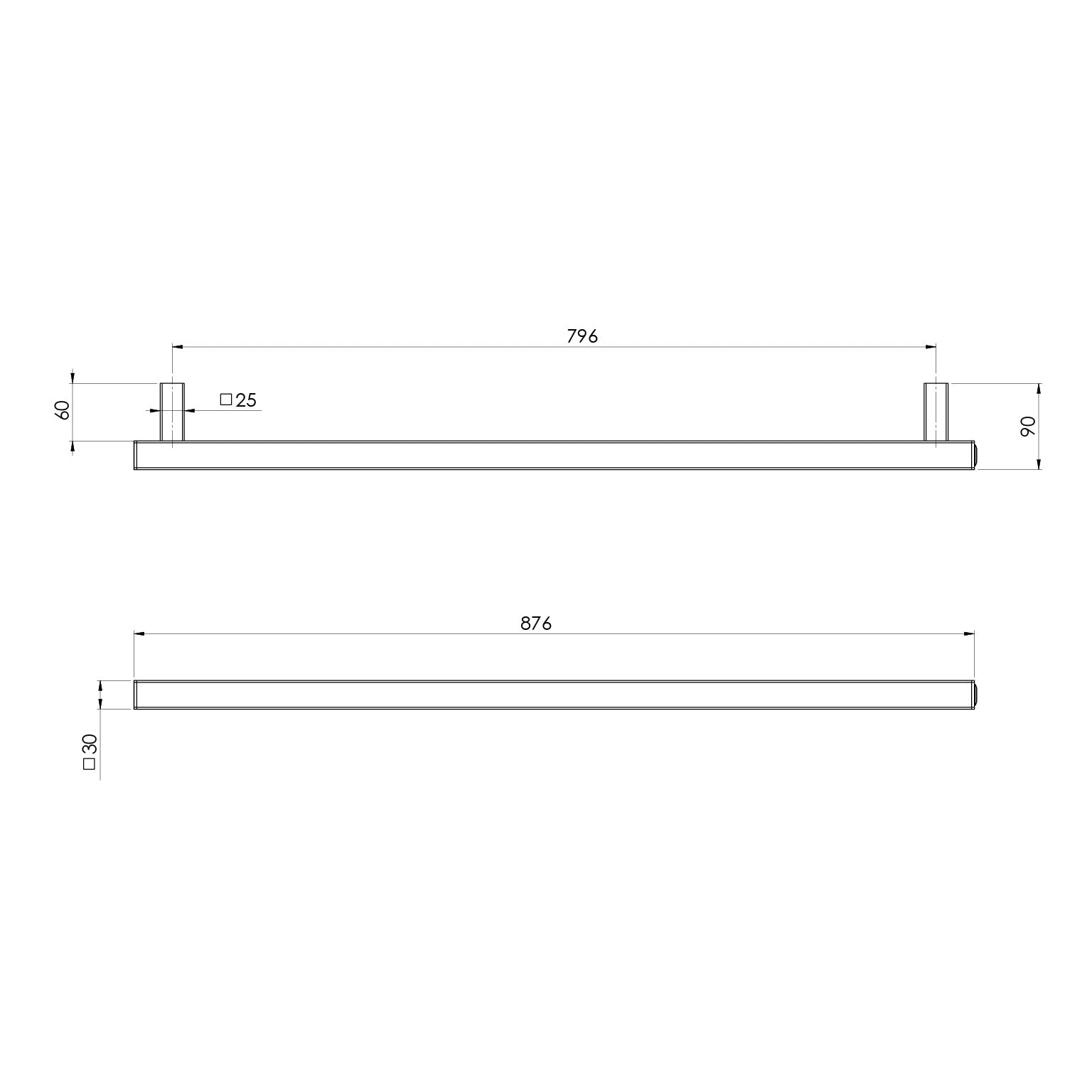 Phoenix Phoenix Heated Towel Rail Square 800mm