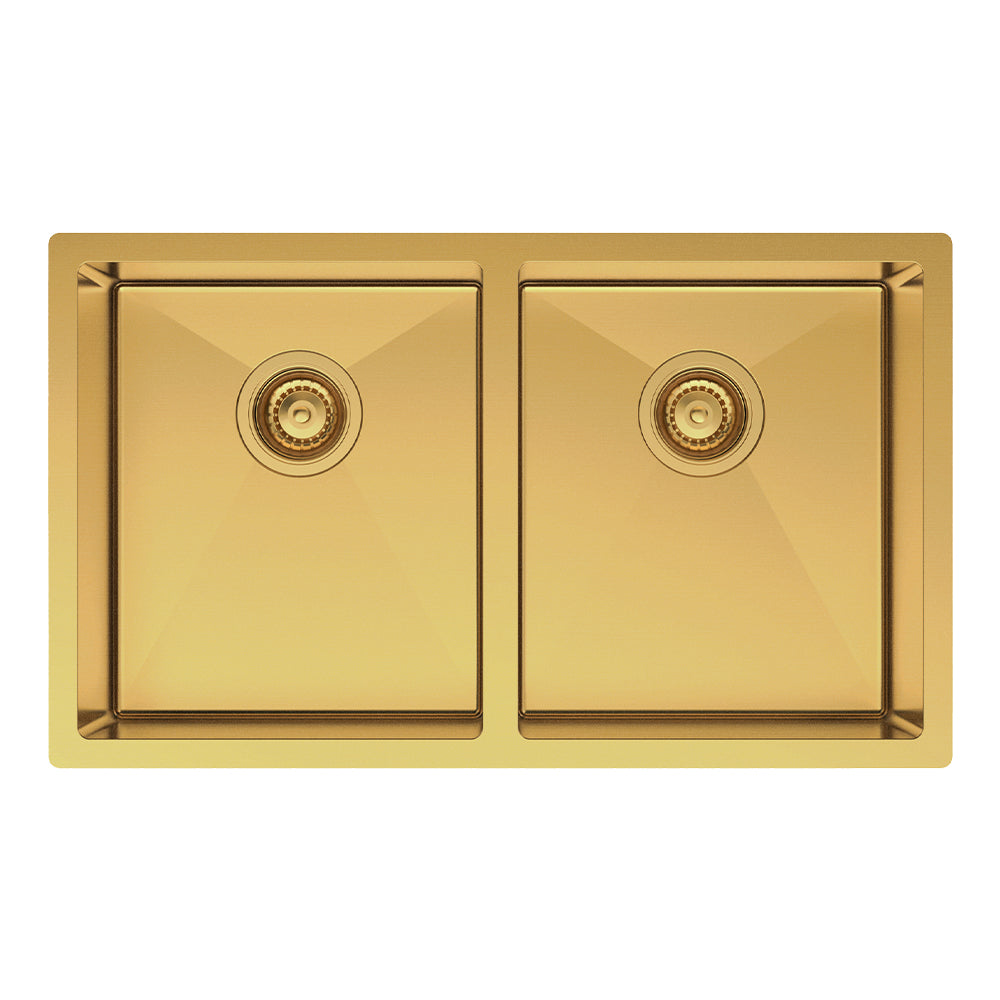 Hana 27L/27L Double Kitchen Sink, PVD Rugged Brass
