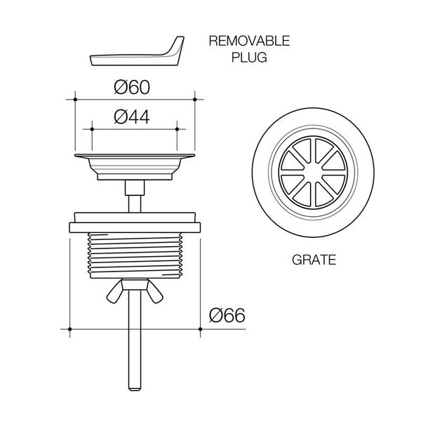 Caroma Plug & chrome grate waste