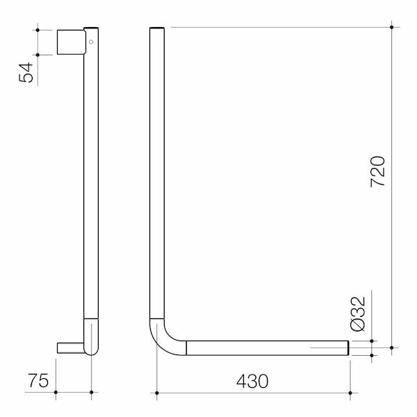 Caroma Caroma Opal® Support Rail 90 Degree Angled