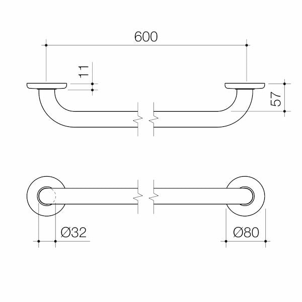 Caroma Care Support Grab Rail - 600mm Straight