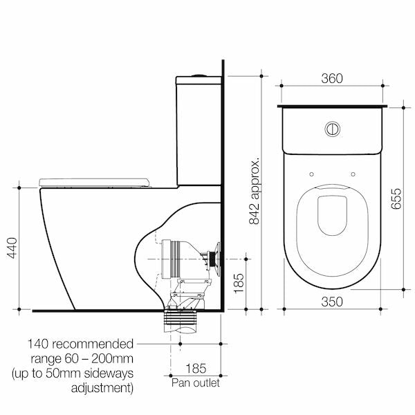 Caroma Urbane® II CleanFlush® Wall Faced Close Coupled Toilet Suite (Bottom Inlet) with GermGard®