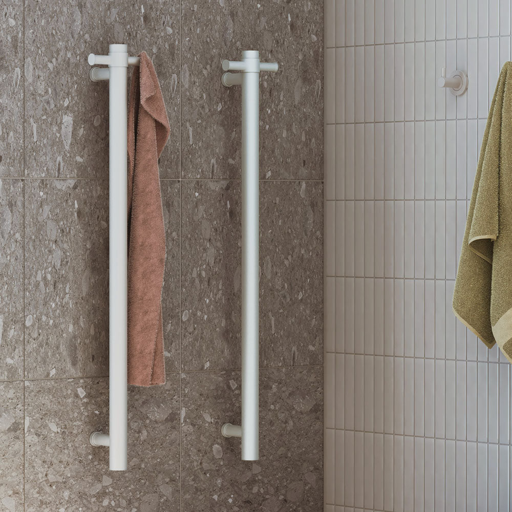 Isabella Vertical Heated Towel Rail, 100 x 900mm, Matte White