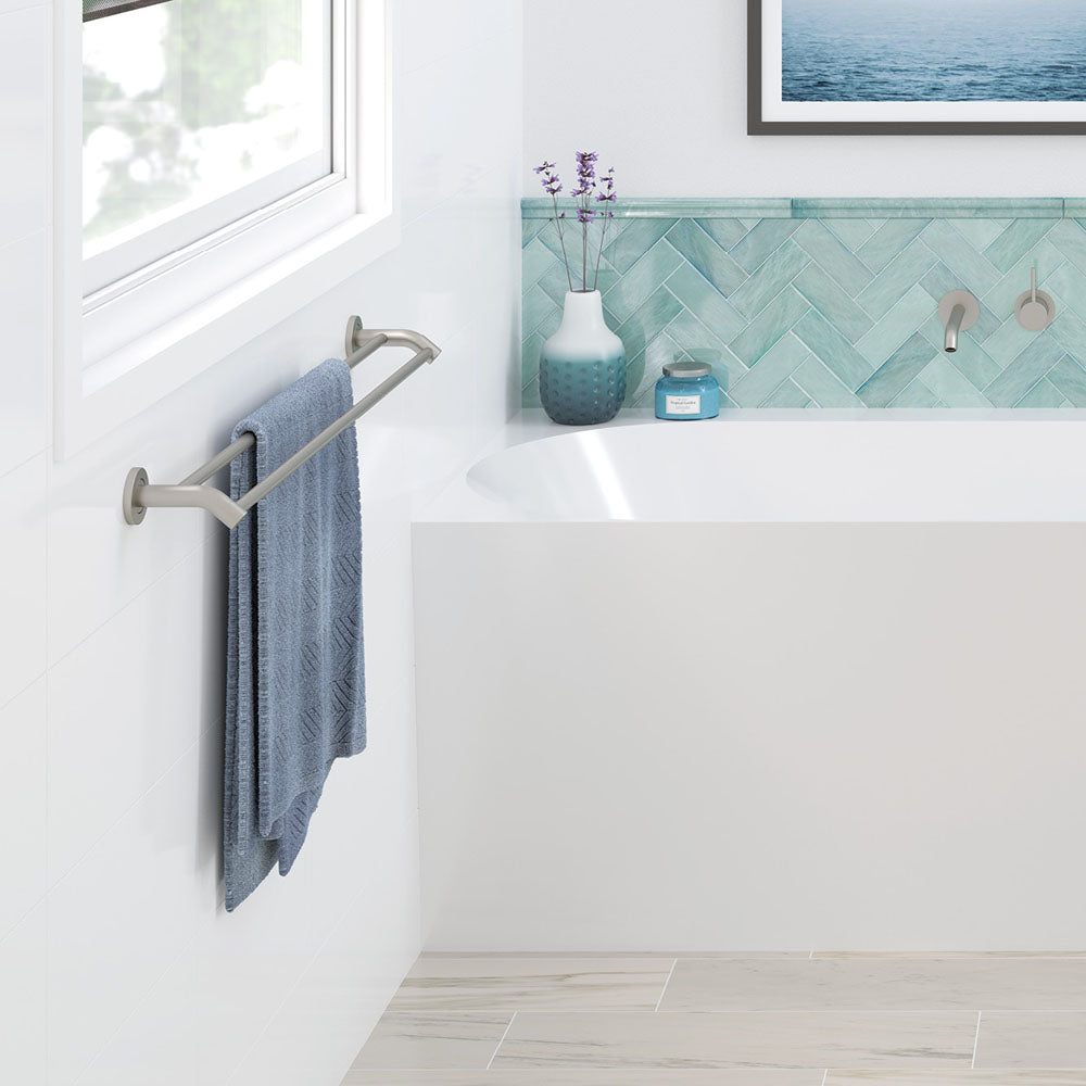 Kaya Double Towel Rail, 900mm, Brushed Nickel