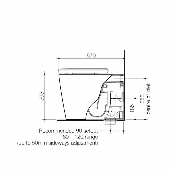Caroma Liano Cleanflush® Wall Faced Back Inlet Pan (with GermGard®)