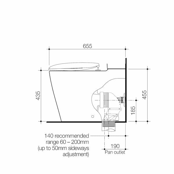 Caroma Care 660 Cleanflush Wall Faced Close Coupled Easy Height BE Pan with Uniorbital Connector GermGard®