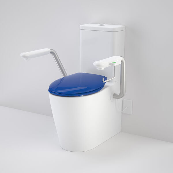 Caroma Care 660 Cleanflush WFCC Easy Height BI Suite with Nurse Call Armrests Left and Caravelle Double Flap Seat