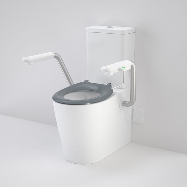 Caroma Care 660 Cleanflush WFCC Easy Height BE Suite with Nurse Call Armrests Left and Caravelle Single Flap Seat - with GERMGARD®