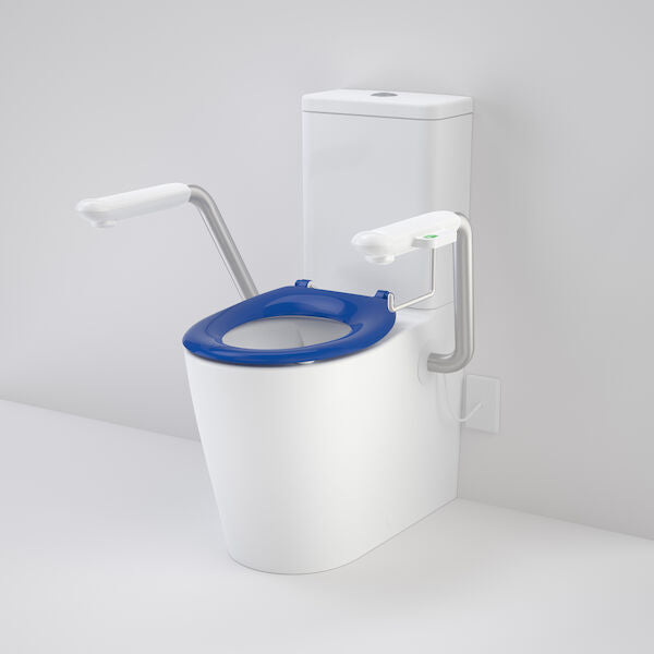 Caroma Care 660 Cleanflush WFCC Easy Height BE Suite with Nurse Call Armrests Left and Caravelle Single Flap Seat - with GERMGARD®