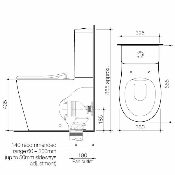 Caroma Care 660 Ambulant Cleanflush Easy Height BI Suite with Single Flap Seat - with GermGard®