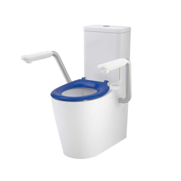Caroma Care 660 Cleanflush WFCC Easy Height BI Suite with Armrests and Caravelle Single Flap Seat