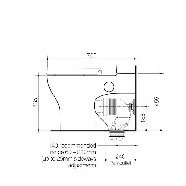 Caroma Opal® Cleanflush Easy Height Wall Faced Couple Pan with Armrest Holes