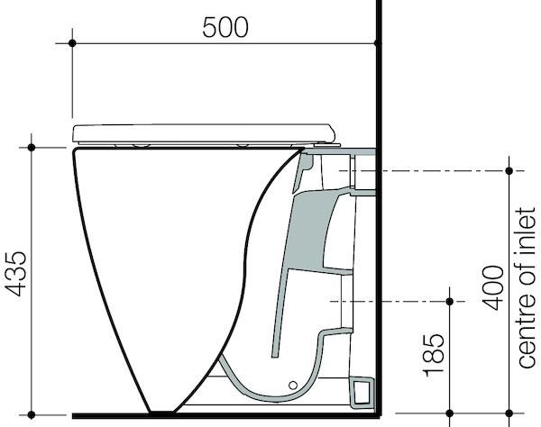 Caroma Urbane® II Compact Cleanflush® Wall Faced Back Inlet Pan - with GERMGARD®