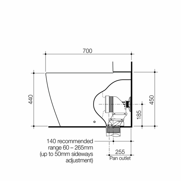 Caroma Urbane® II Bidet Cleanflush® Wall Faced Close Coupled Pan (with GermGard®)