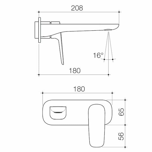 Caroma Contura II Wall Basin/Bath Mixer 180mm - Trim Kit