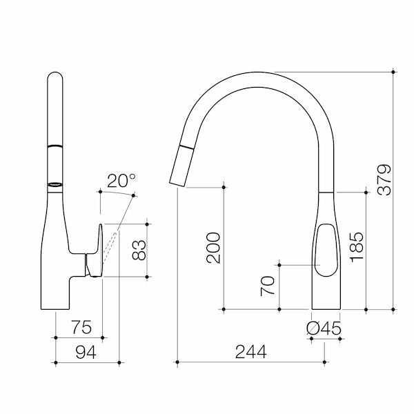 Caroma Contura® II Pull Out Sink Mixer