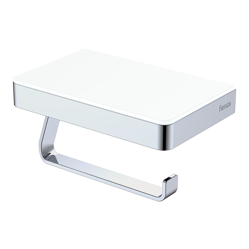Fienza Tono Toilet Roll Holder with Glass Shelf - Chrome