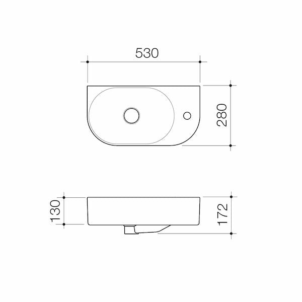 Caroma Liano II Hand Wall Basin (1 Tap Hole) 