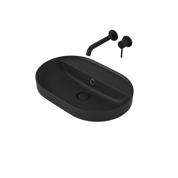 Caroma Liano II 600mm Pill Inset Basin with Tap Landing (0 Tap Hole) (with Overflow)