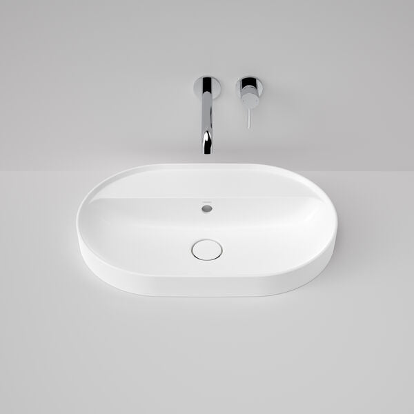Caroma Liano II 600mm Pill Inset Basin with Tap Landing (0 Tap Hole) (with Overflow)