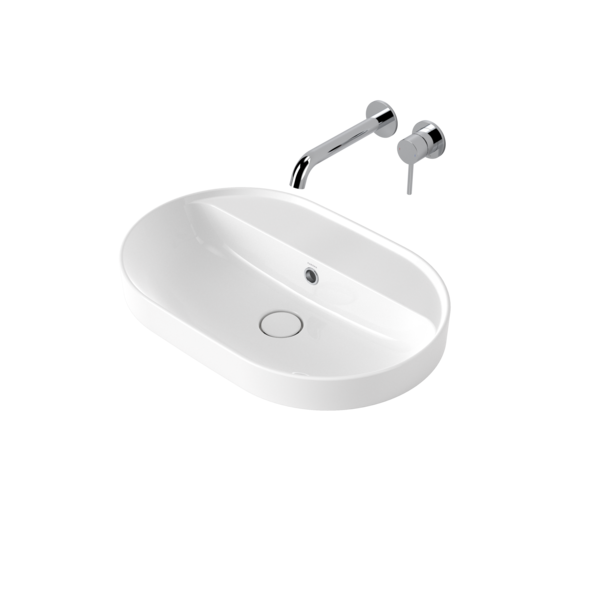 Caroma Liano II 600mm Pill Inset Basin with Tap Landing (0 Tap Hole) (with Overflow)