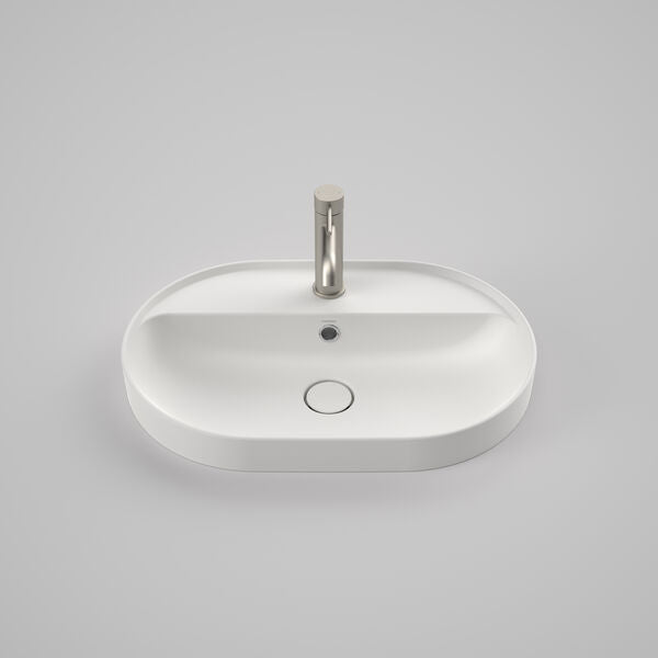 Caroma Liano II 600mm Pill Inset Basin with Tap Landing (1 Tap Hole) (with Overflow)