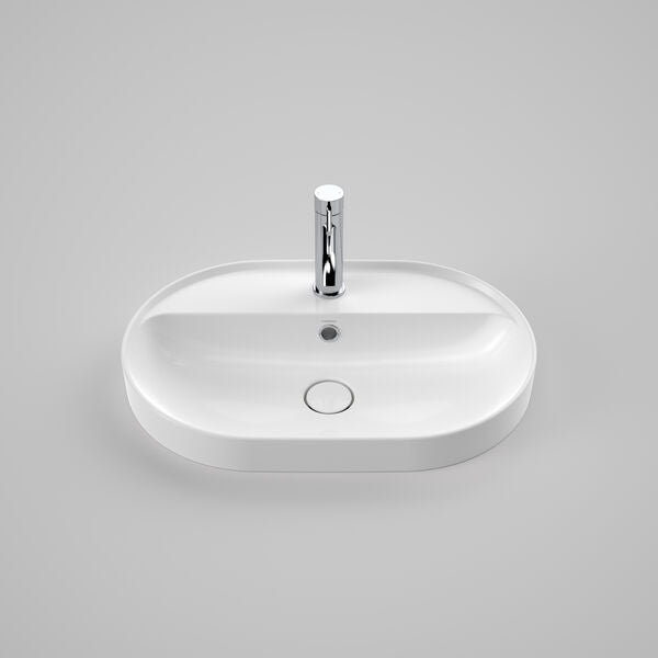 Caroma Liano II 600mm Pill Inset Basin with Tap Landing (1 Tap Hole) (with Overflow)