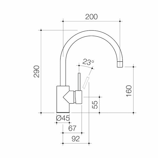 Caroma Pin Lever Sink Mixer Gooseneck Outlet - Lead Free