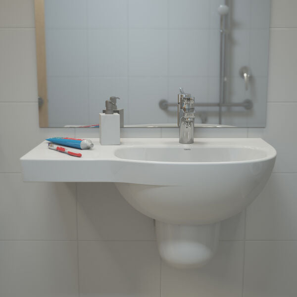 Caroma Care 700 Wall Basin with Right Hand Shelf (with GERMGARD®) - 0TH
