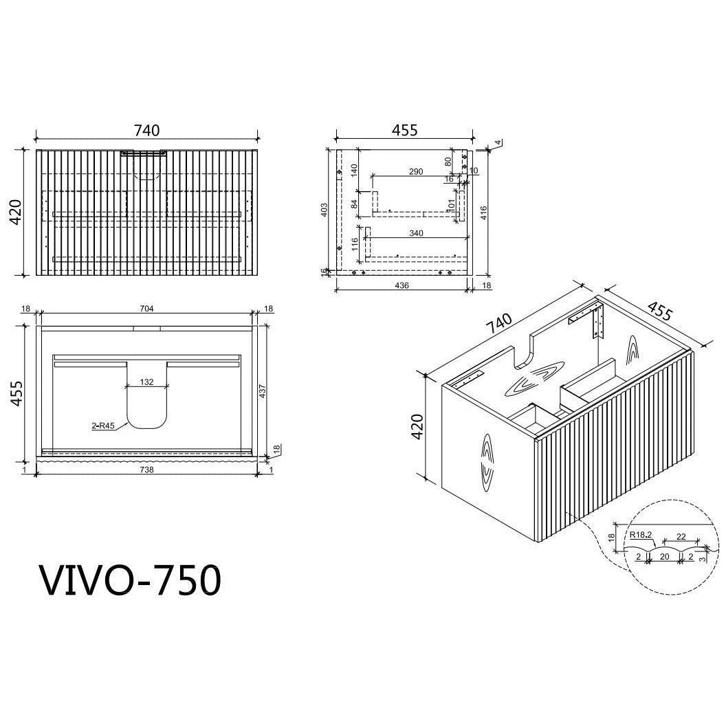VIVO Wall Hung Vanity - Blue Bathware