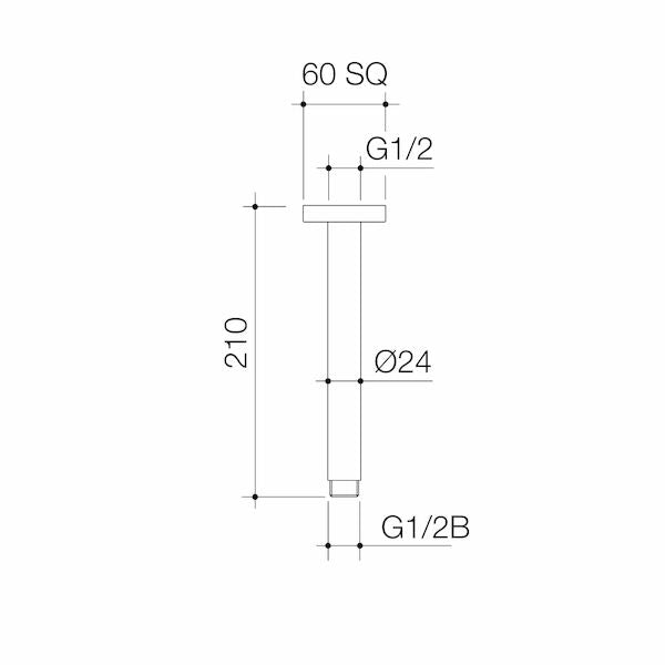 Caroma Luna Straight Arm Square Flange 210