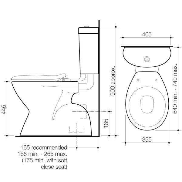 Caroma Profile 4 Easy Height Connector Toilet Suite S Trap with Soft Close Seat