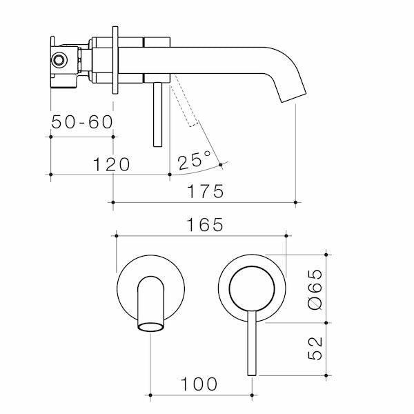 Caroma Liano II 175mm Wall Basin / Bath Mixer - 2 x Round Cover Plates - Sales Kit - LF