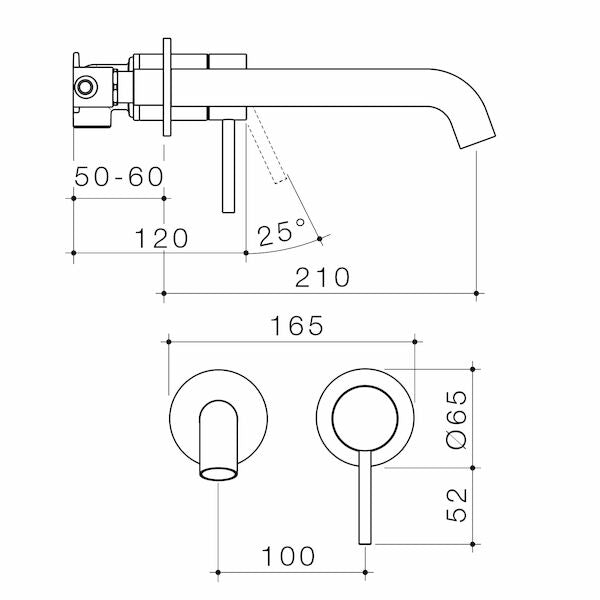 Caroma Liano II 210mm Wall Basin / Bath Mixer - 2 x Round Cover Plates - Sales Kit - LF