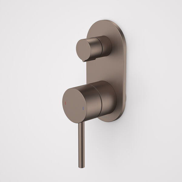 Caroma Liano II Bath / Shower Mixer With Diverter - Rounded Cover Plate - Sales Kit