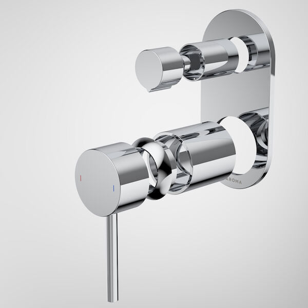 Caroma Liano II Bath / Shower Mixer With Diverter Trim Kit - Rounded Cover Plate
