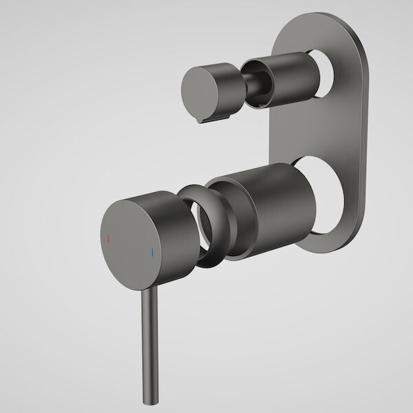 Caroma Liano II Bath / Shower Mixer With Diverter Trim Kit - Rounded Cover Plate