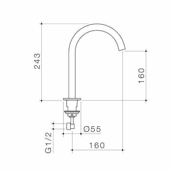 Caroma Liano II Hob Swivel Outlet 160mm - Lead Free
