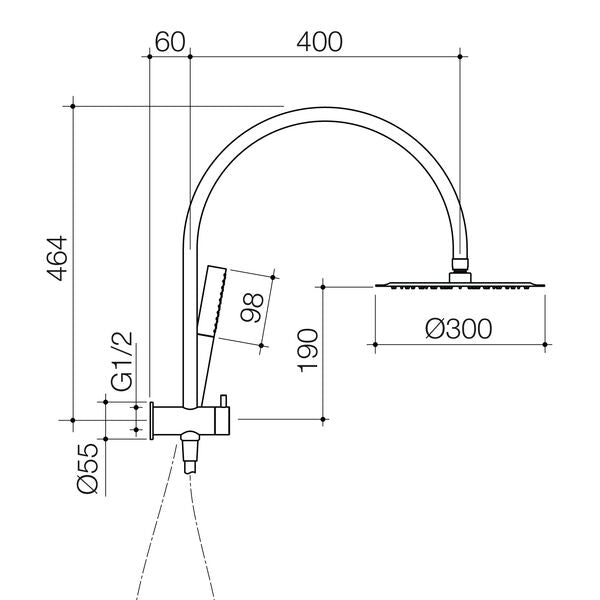 Caroma Liano II Compact Twin Shower with Overhead