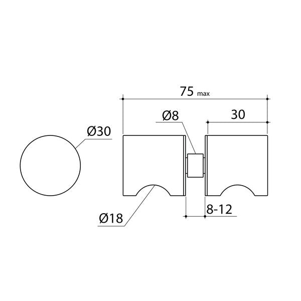 Caroma Shower Door Handle - Round