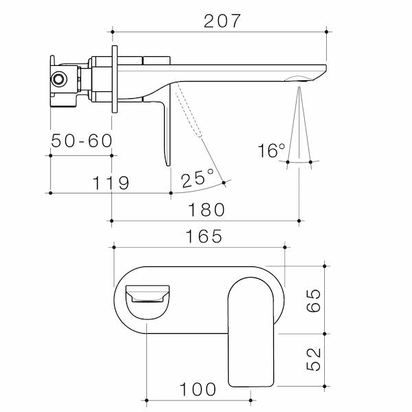 Caroma Urbane® II 180mm Wall Basin / Bath Mixer - Round Cover Plate - Sales Kit - LF