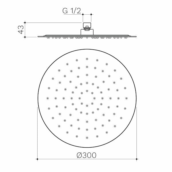 Caroma 300mm Round Rain Shower